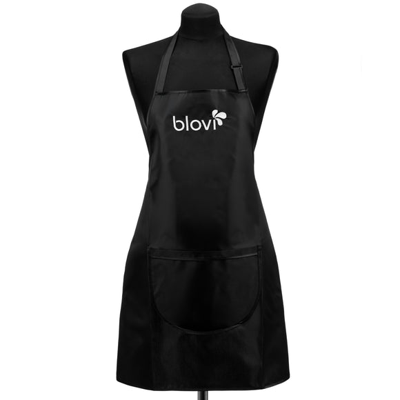 Blovi Grooming Apron Black – Waterproof Apron with Pocket and Black Piping, Durable Design