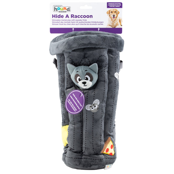 Outward Hound Hide A Raccoon Plush Puzzle Toy – Interactive Dumpster Design, Soft and Durable