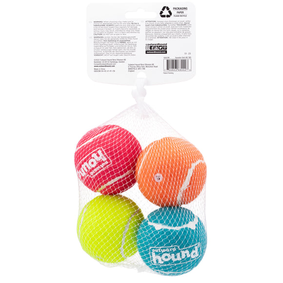 Outward Hound Squeaker Balls – Medium Tennis Ball Set, 4 Pack, Durable and Fun