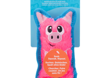 Outward Hound Durablez Pig Squeaky Toy – 16cm Unfilled Pink Plush, Durable Playtime