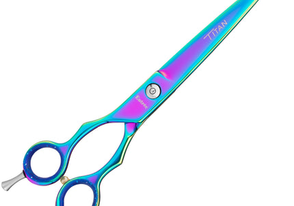 Geib Entree Blue Titan Left-Handed Straight Scissors 8" – Titanium Coated, Micro-Grind Blade