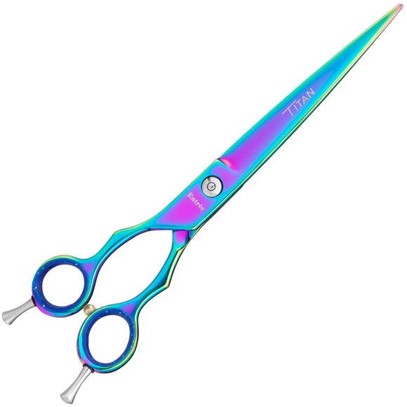 Geib Entree Blue Titan Left-Handed Straight Scissors 8" – Titanium Coated, Micro-Grind Blade