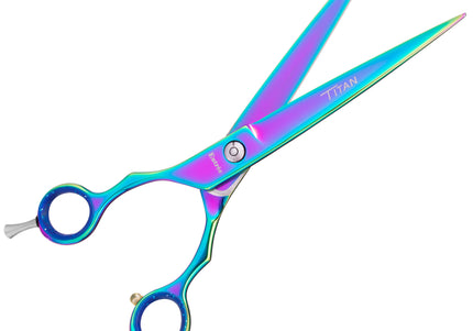 Geib Entree Blue Titan Left-Handed Straight Scissors 8" – Titanium Coated, Micro-Grind Blade