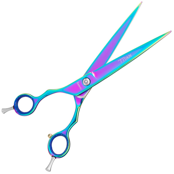 Geib Entree Blue Titan Left-Handed Straight Scissors 8" – Titanium Coated, Micro-Grind Blade
