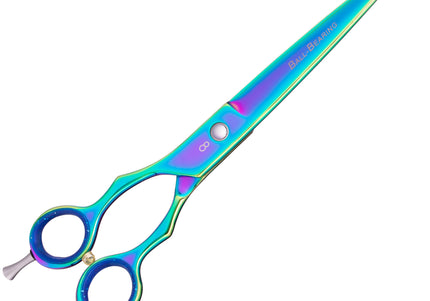 Geib Entree Blue Titan Left-Handed Straight Scissors 8" – Titanium Coated, Micro-Grind Blade