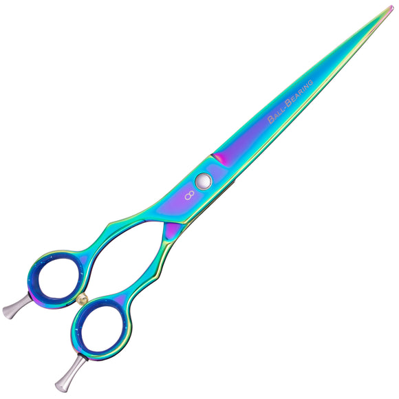 Geib Entree Blue Titan Left-Handed Straight Scissors 8" – Titanium Coated, Micro-Grind Blade