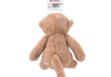 Flamingo Drala Plush Monkey Toy – Soft Brown 20cm with Squeaker, Durable Design