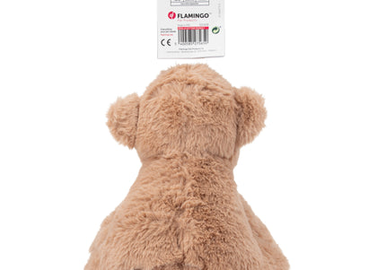 Flamingo Drala Sitting Monkey Plush Toy – Brown, 19cm, Soft Squeaker Playmate