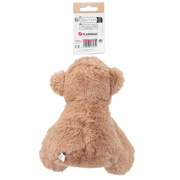 Flamingo Drala Sitting Monkey Plush Toy – Brown, 19cm, Soft Squeaker Playmate