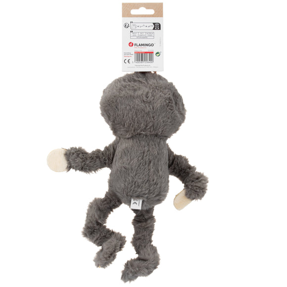 Flamingo Drala Sloth Plush Toy – Soft Grey 29cm Squeaky Companion, Durable Design