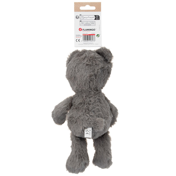 Flamingo Drala Bear Plush Toy – Grey 29cm, Soft Squeaker Comfort Companion
