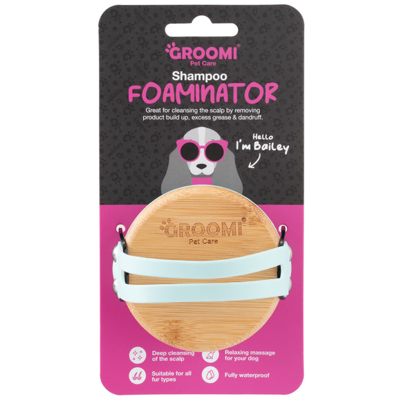 Groomi Foaminator Silicone Grooming Brush – Wet and Dry, Ergonomic Black Design