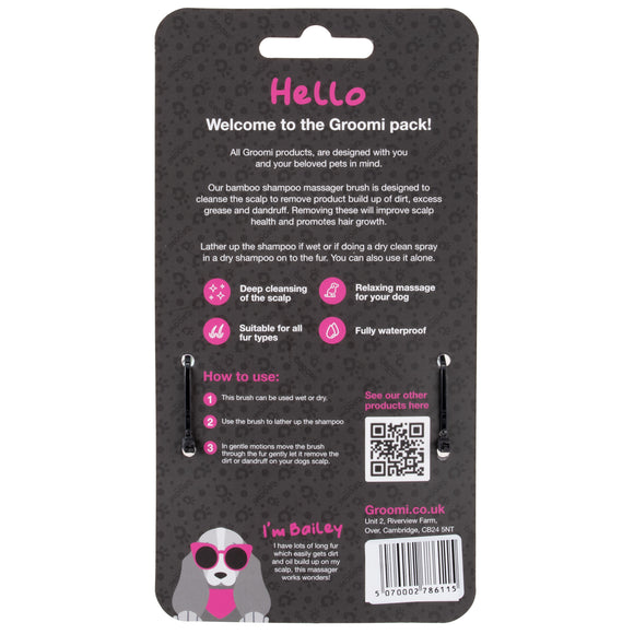 Groomi Foaminator Silicone Grooming Brush – Wet and Dry, Ergonomic Black Design