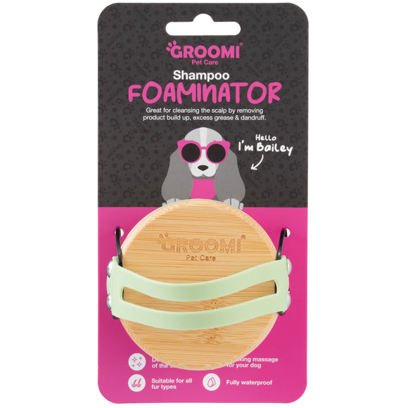 Groomi Foaminator Silicone Grooming Brush – Wet and Dry, Ergonomic Black Design