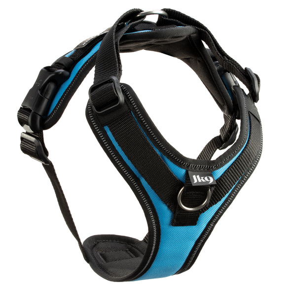 Julius-K9 IDC Longwalk Light Harness Aquamarine – Lightweight Trekking Design with GPS Pocket, XL Blue