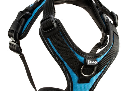 Julius-K9 IDC Longwalk Light Harness Aquamarine – Lightweight Trekking Design with GPS Pocket, XL Blue