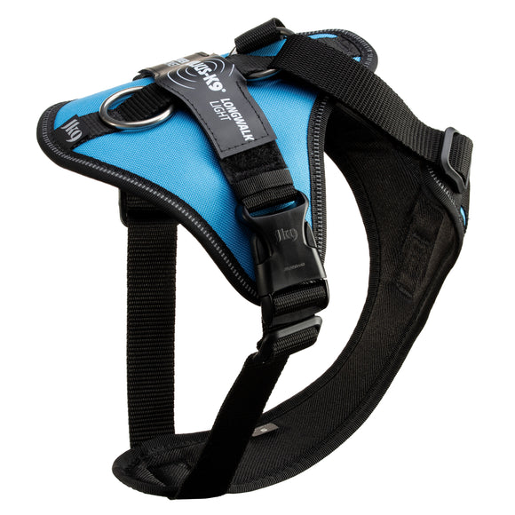 Julius-K9 IDC Longwalk Light Harness Aquamarine – Lightweight Trekking Design with GPS Pocket, XL Blue