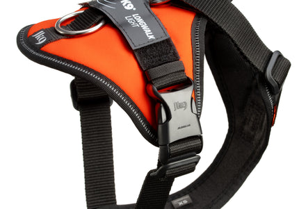 Julius-K9 IDC Longwalk Light Harness UV Orange – Lightweight Trekking Harness with GPS Pocket, Size M