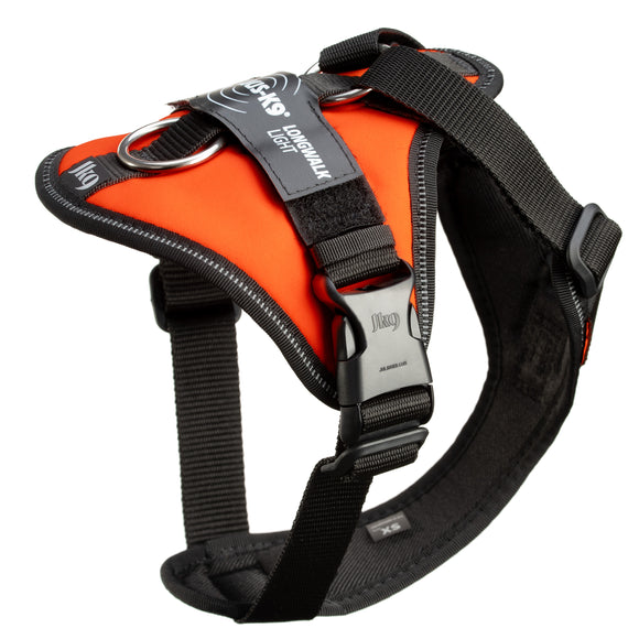 Julius-K9 IDC Longwalk Light Harness UV Orange – Lightweight Trekking Harness with GPS Pocket, Size M