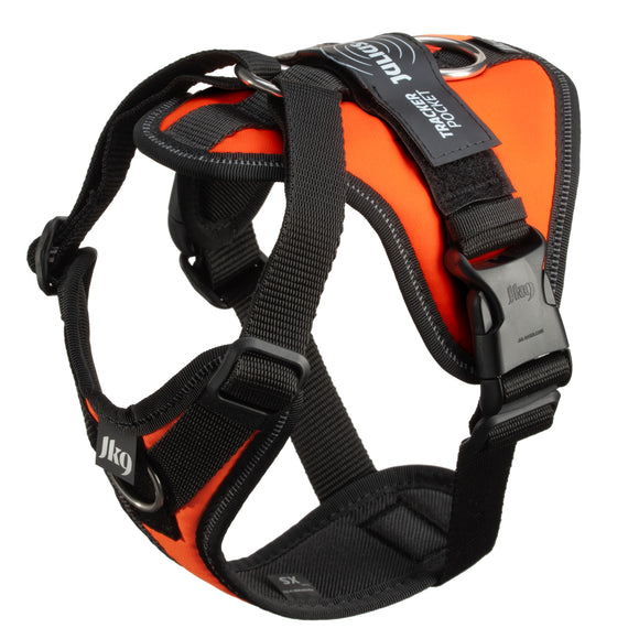 Julius-K9 IDC Longwalk Light Harness UV Orange – Lightweight Trekking Harness with GPS Pocket, Size M