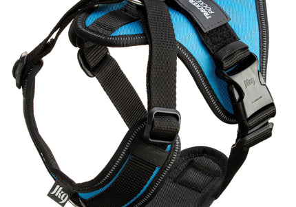Julius-K9 IDC Longwalk Light Harness Aquamarine – Lightweight Trekking Design with GPS Pocket, XL Blue