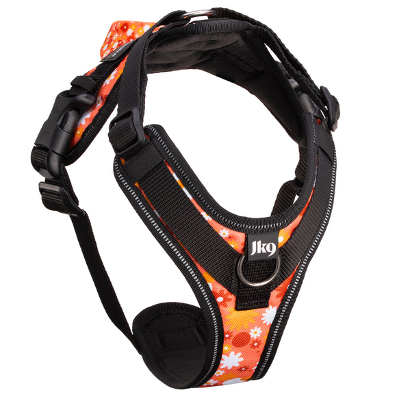 Julius-K9 IDC Longwalk Light Harness Pink Flower – Lightweight Trekking Harness with GPS Pocket, Size S