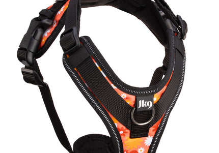 Julius-K9 IDC Longwalk Light Harness Pink Flower – Lightweight Trekking Harness with GPS Pocket, Size S