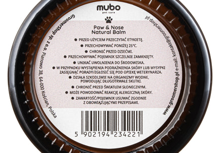 Mubo Paw & Nose Natural Balm 50g – Nourishing Butter Blend, Soothes and Protects Skin