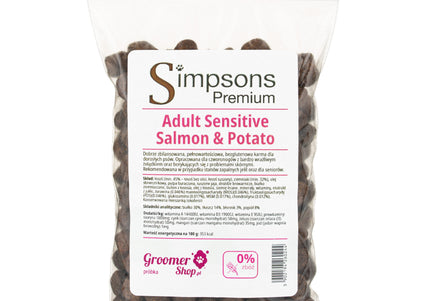 Simpsons Premium Adult Sensitive Salmon and Potato Dog Food Sample 100g – Hypoallergenic, Grain-Free Formula