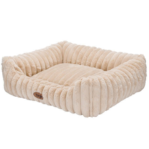 Biglo Cobe Beige Dog Bed Sofa – Comfortable Soft Cushion, Medium Size