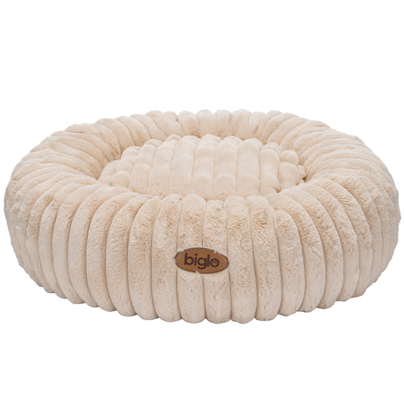 Biglo Cobe Donut Dog Bed XL – Soft Fluffy Anti-Stress Comfort, Beige