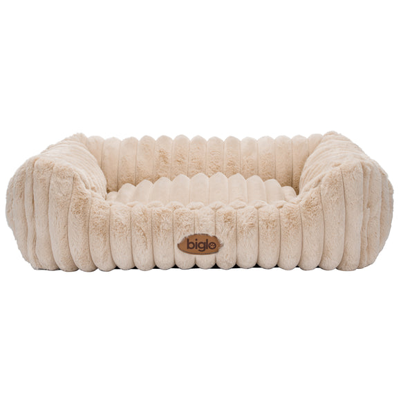 Biglo Cobe Beige Dog Bed Sofa – Comfortable Soft Cushion, Medium Size