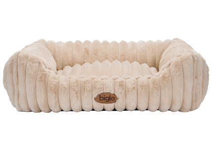 Biglo Cobe Beige Dog Bed Sofa – Comfortable Soft Cushion, Medium Size