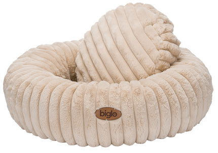 Biglo Cobe Donut Dog Bed XL – Soft Fluffy Anti-Stress Comfort, Beige