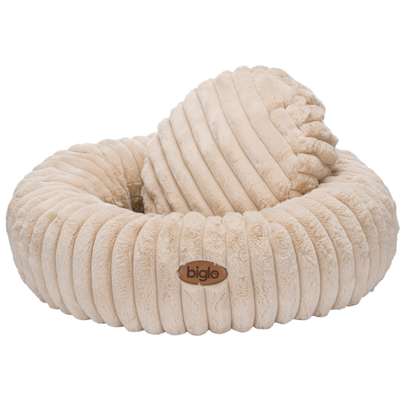 Biglo Cobe Donut Dog Bed XL – Soft Fluffy Anti-Stress Comfort, Beige