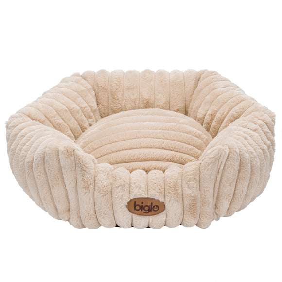 Biglo Cobe Hexagon Beige Pet Bed – Elegant Soft Medium Cushion, Modern Design