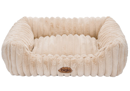 Biglo Cobe Beige Dog Bed Sofa – Comfortable Soft Cushion, Medium Size