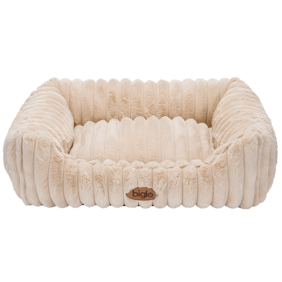 Biglo Cobe Beige Dog Bed Sofa – Comfortable Soft Cushion, Medium Size