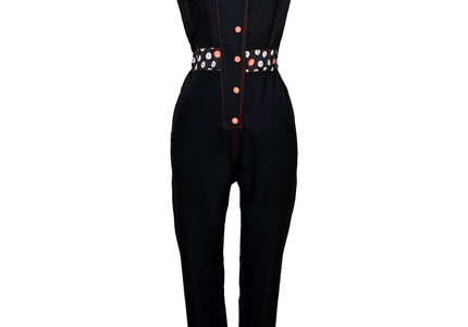 Artero Palermo Black Grooming Jumpsuit – XXL, Polka Dot Design with Poodle Accent, Lightweight Comfort