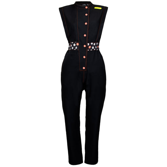 Artero Palermo Black Grooming Jumpsuit – XXL, Polka Dot Design with Poodle Accent, Lightweight Comfort