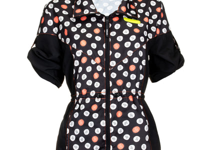 Artero Polka Dot Oslo Grooming Blouse – XXL, Waist Tie, Poodle Print, Lightweight Comfort