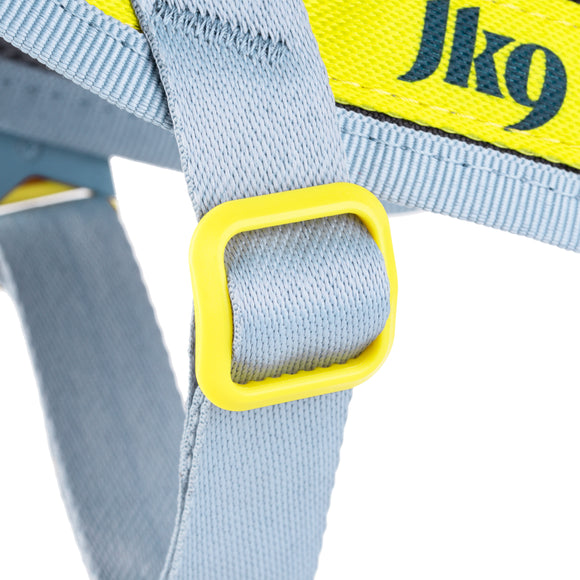 Julius-K9 Street Harness Sky Gray & Neon Lime – XXS, Lightweight Urban Design, Reflective Accents