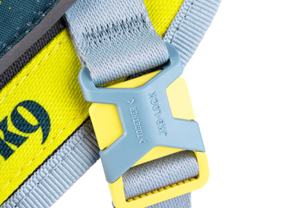 Julius-K9 Street Harness Sky Gray & Neon Lime – XXS, Lightweight Urban Design, Reflective Accents