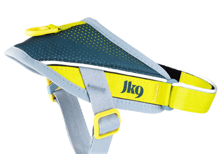 Julius-K9 Street Harness Sky Gray & Neon Lime – XXS, Lightweight Urban Design, Reflective Accents