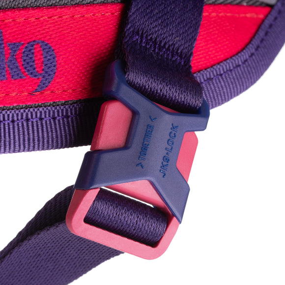 Julius-K9 Street Harness Dark Violet & Neon Raspberry – Large, Adjustable, Reflective Urban Design