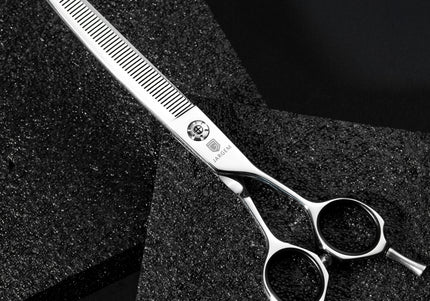 Jargem Curved Blending Shears 7.0" – Single-Sided Thinning Scissors with 60 Teeth