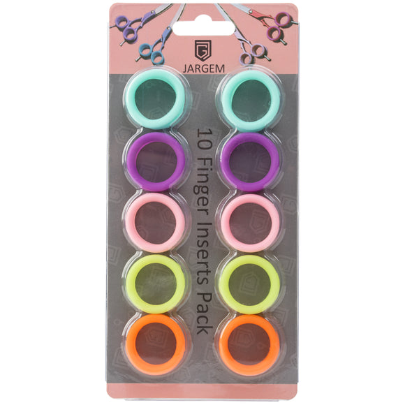Jargem Finger Inserts – Interchangeable Scissor Rings Set, Mixed Colors, 10 Pieces