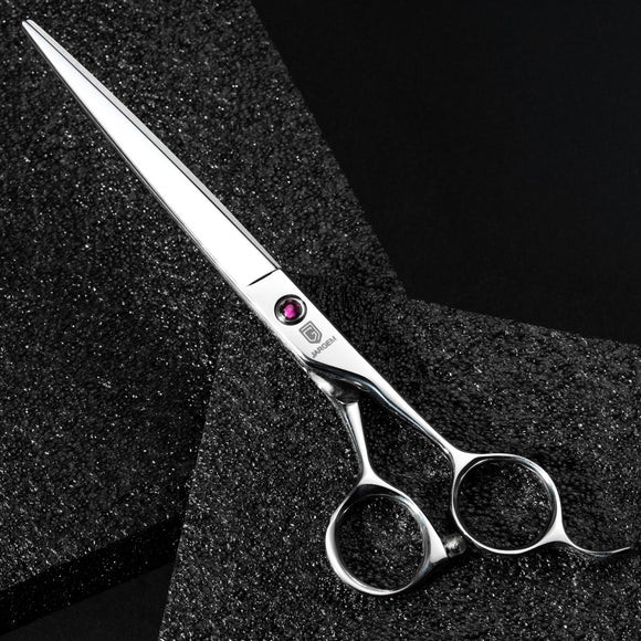 Jargem Straight Grooming Scissors – Lightweight 7-Inch Shears with Pink Diamond Accent