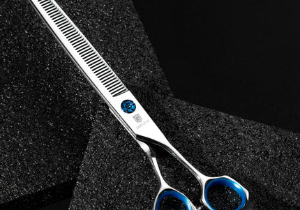 Jargem 3D Straight Blenders 7.5in – Single-Sided Thinning Shears, 56 Teeth, Offset Handle
