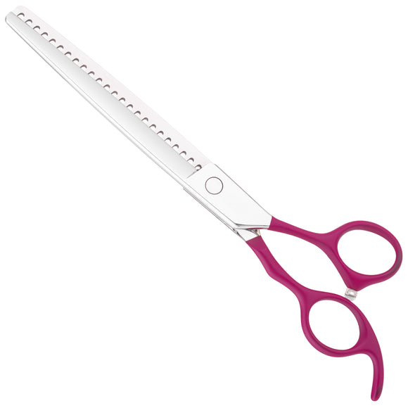 Jargem Fuchsia Chunkers 7.5" – Single-Sided Thinning Shears with Satin Handle and Decorative Screw, 24 Teeth